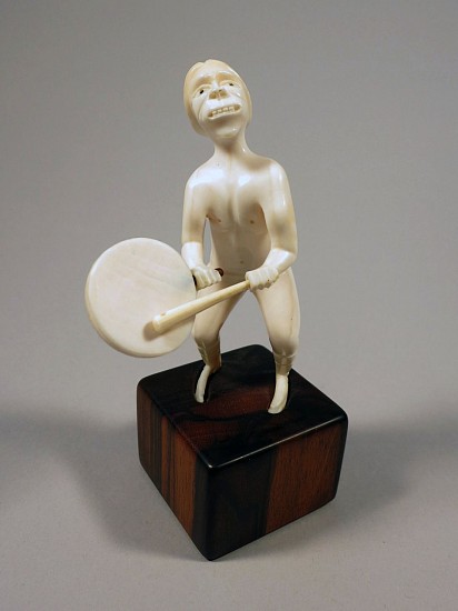Greenland Anonymous, Drum dancer, c. 1960-1969
ivory, 4 1/4 x 2 3/4 x 2 1/2 in. (10.8 x 7 x 6.3 cm)
Very  nicely carved; carved in round
00072-2