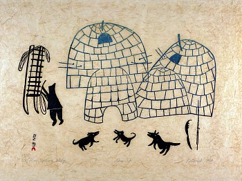 Pitseolak Ashoona -&nbsp;Man repairing sledge, 10/50, 1964/15